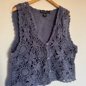 Work In Progress blue hand Crochet Lace Blouse